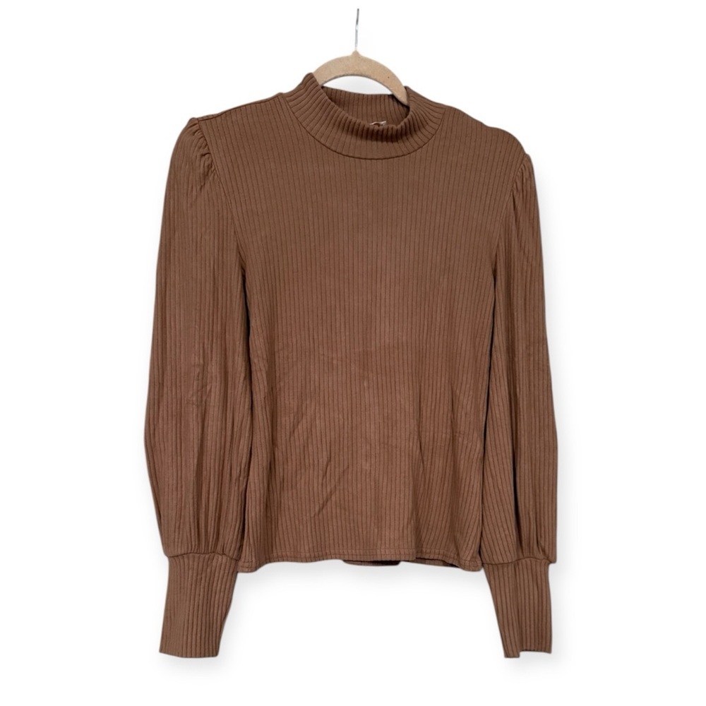 Mine Brown Ribbed Long Sleeve Top​​